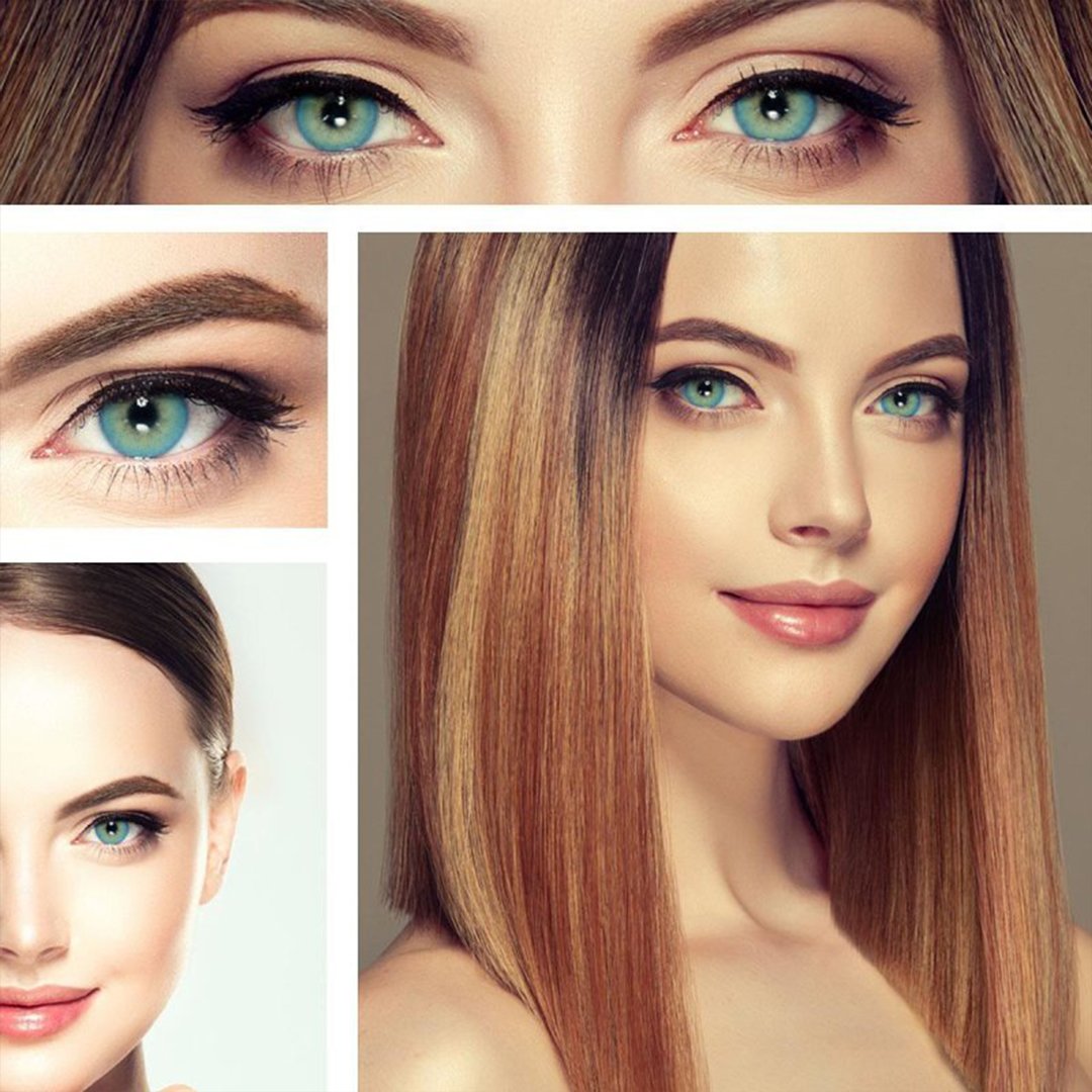 Hellblaue Kontaktlinsen für dunkle Augen Bonito Blue Beige LuxDelux